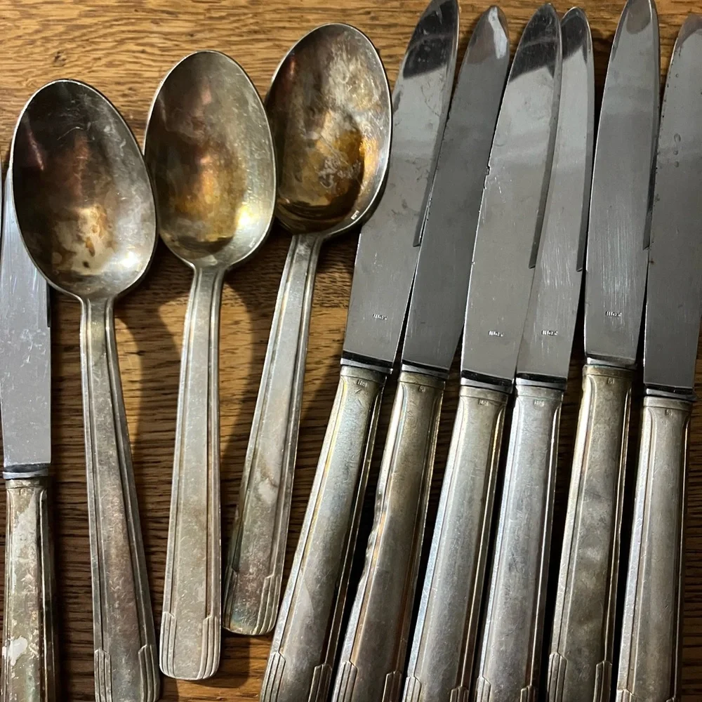 Antique / Vintage French Art Deco Silver Plated Flatware 24 pcs